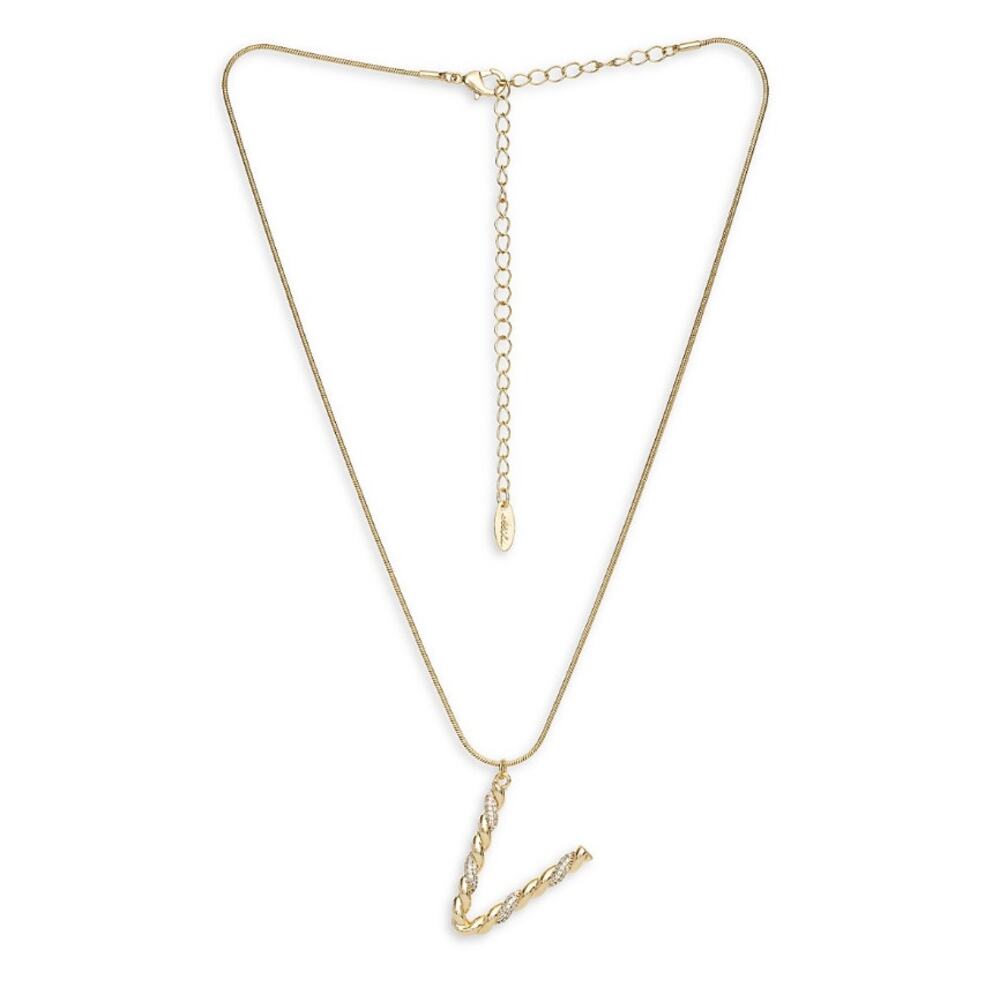 NEW ETTIKA ANTHROPOLOGY 18K Goldplated Twisted Crystal Initial Necklace V
